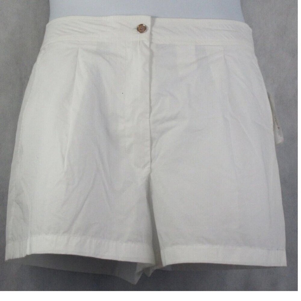 Michael Kors Women's 100% Cotton Zip Fly Fully Lined Shorts, White, Size 10